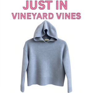 Vineyard Vines Blue Wool Blend Hooded Pullover Sweater M Nautical Beach